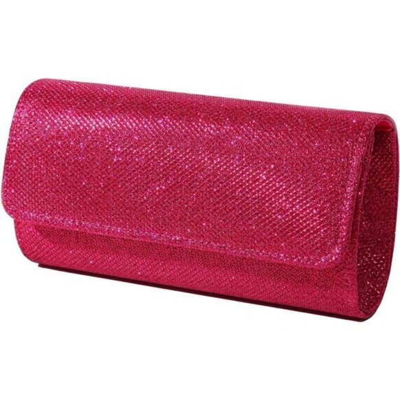 Pink Glitter Sparkly Clutch Purse Evening Bags Wedding Bridal Bridesmaid Prom - Picture 1 of 5